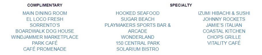 Restaurants auf der Symphony of the Seas